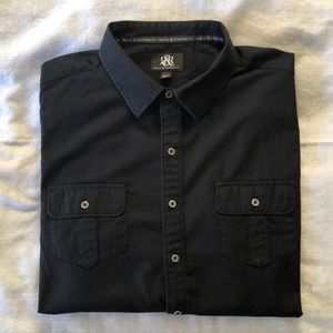 🖤 Rock & Republic Mens Black Long Sleeve Button Down Shirt Sz XXL